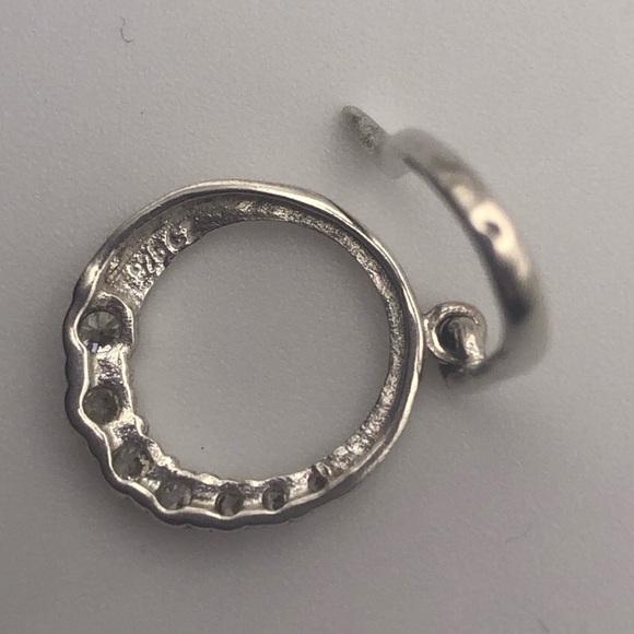 VTG Sterling Silver & Cz Stone Circle Dangle Earrings 1.2” - Picture 3 of 4